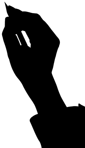 Transparent hand silhouette with pencil in writing posture