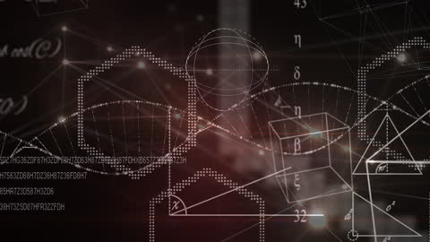 Animated Scientific Data and 3D Models on Dark Background