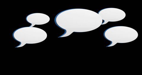Digital conversation bubbles on black background