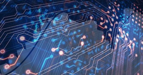 futuristic circuit board with holographic digital paths - Download Free Stock Images Pikwizard.com