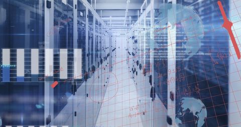 Data Processing and Global Communication in Modern Server Room - Download Free Stock Images Pikwizard.com
