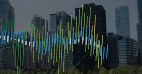 Cityscape with Dynamic Financial Data Virtual Visualization - Download Free Stock Images Pikwizard.com