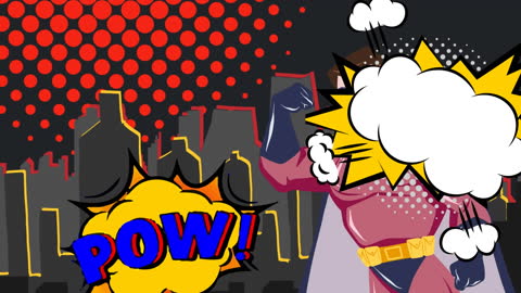 Dynamic Pop Art Comic Superhero Scene with Action Elements