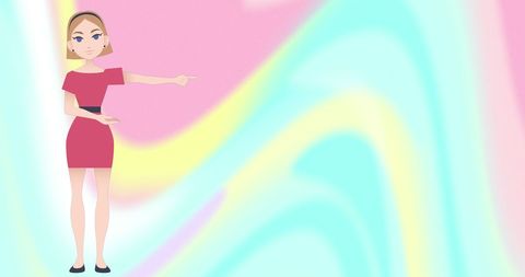 illustrated woman with outstretched arm on colorful swirl background - Download Free Stock Images Pikwizard.com