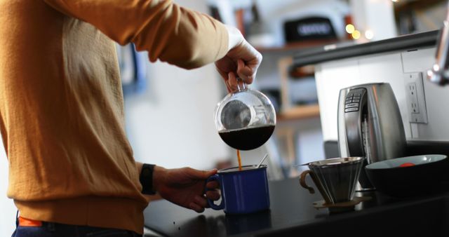 Person Making Fresh Coffee in Modern Kitchen - Download Free Stock Images Pikwizard.com