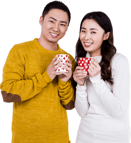 transparent background of smiling couple with coffee mugs - Download Free Stock Videos Pikwizard.com