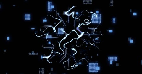 Futuristic digital circuit board with neural network visuals