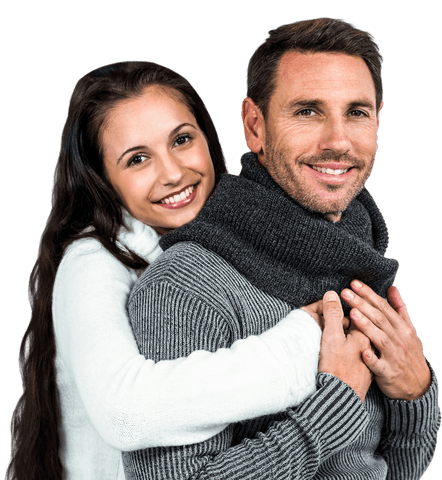 Happy Couple Embracing on Transparent Background