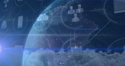 Global Technology Network Over Earth's Cloudy Atmosphere - Download Free Stock Images Pikwizard.com
