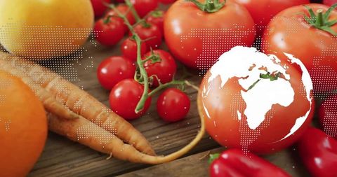 Fresh organic vegetables with global sustainability theme