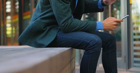 Businessman Relaxing Outdoors Using Smartphone - Download Free Stock Images Pikwizard.com