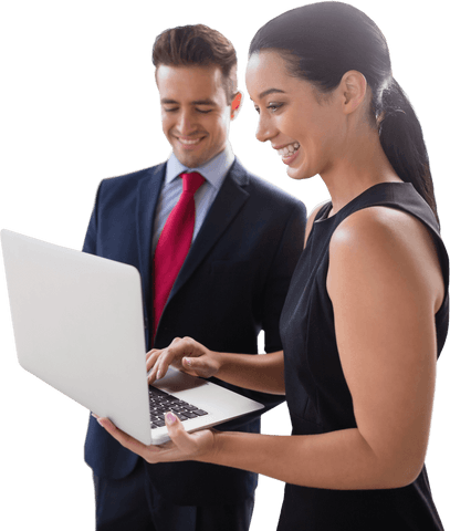 Transparent Business Professionals Collaborating on Laptop - Download Free Stock Videos Pikwizard.com