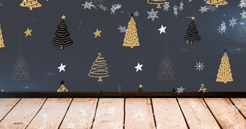 Festive Christmas Trees Pattern on Rustic Background