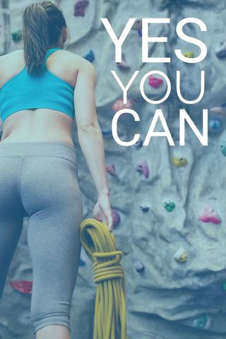 empowering female rock climber concept for motivation - Download Free Stock Templates Pikwizard.com