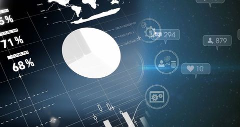 Futuristic Data Interface with Business Icons Concept - Download Free Stock Images Pikwizard.com