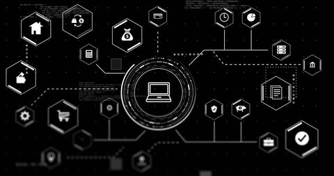 Digital Financial Network with Technology Icons - Download Free Stock Images Pikwizard.com