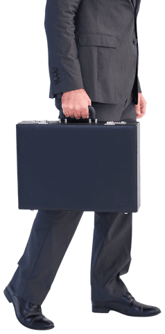 Transparent Businessman Holding Briefcase in Motion