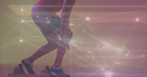 Athletic Woman in Digital Network Conceptual Overlay