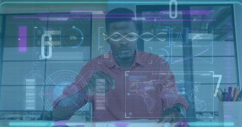 Innovative Tech Professional Analyzing Data in Modern Office