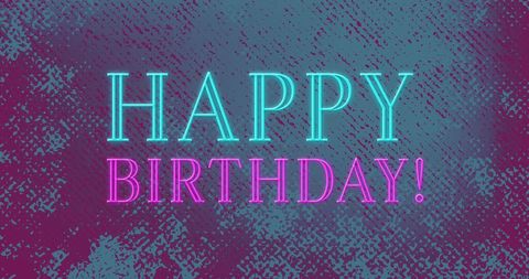 Vibrant Retro Happy Birthday Greetings with Neon Glow - Download Free Stock Images Pikwizard.com