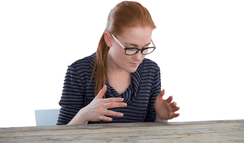 businesswoman exploring transparent innovation at wooden table - Download Free Stock Videos Pikwizard.com