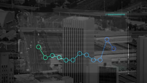 Financial Data Analysis Technology Over Cityscape