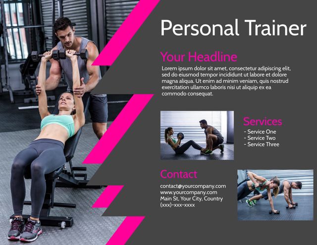 Personal Trainer Assisting Client with Weight Training in Modern Gym - Download Free Stock Templates Pikwizard.com