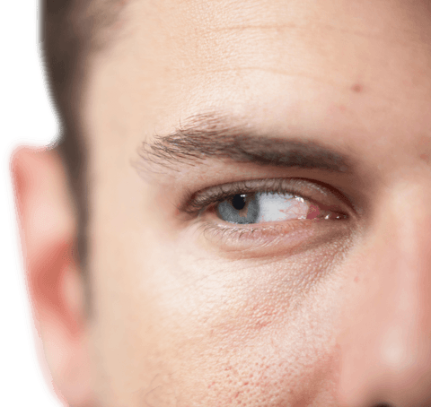 Clear Vision Capturing Thoughtful Blue Eyed Male Gaze Transparent Background