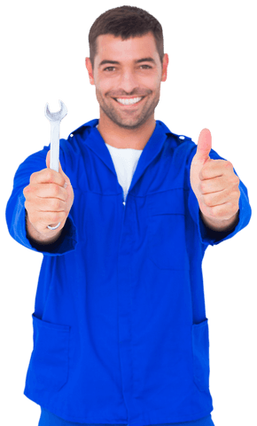 Cheerful Mechanic Offering Thumbs Up with Spanner on Transparent Background - Download Free Stock Videos Pikwizard.com