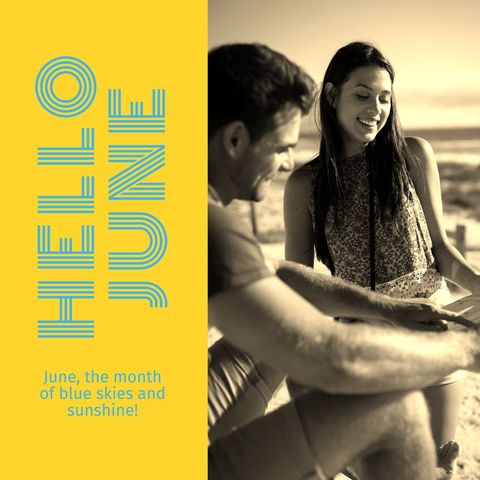 joyous couple at beach celebrates start of june - Download Free Stock Templates Pikwizard.com