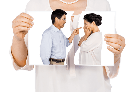 woman holding broken portrait reflecting couple's separation on transparent background - Download Free Stock Videos Pikwizard.com