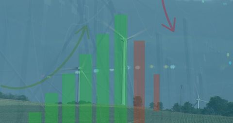 Business Data Analysis Overlaying Wind Farm Future Growth Concept