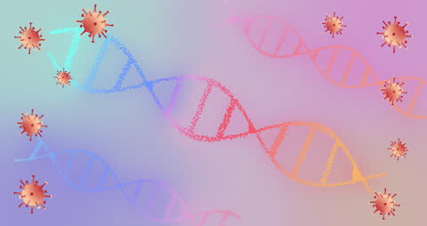 Animated DNA and Virus Cells on Gradient Background