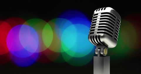 Vintage Microphone with Colorful Bokeh Lights - Download Free Stock Images Pikwizard.com