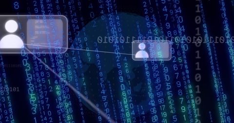 Connected Holographic Data Stream with Binary Code - Download Free Stock Images Pikwizard.com