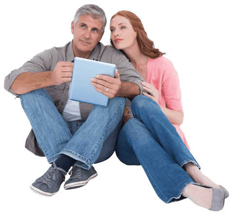 Transparent Couple Relaxing with Tablet in Casual Attire - Download Free Stock Videos Pikwizard.com