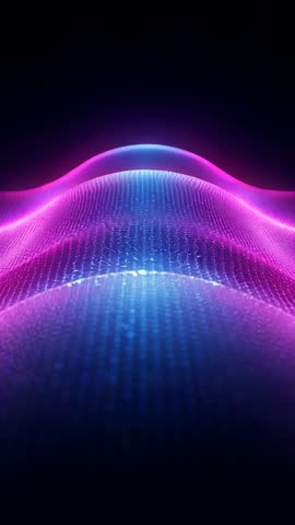 Rising Neon Wave Grid Looping in Dark Void Vertical Futuristic Particle Motion