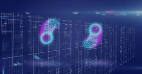 Futuristic Holographic Swirls Over Digital Data Panels