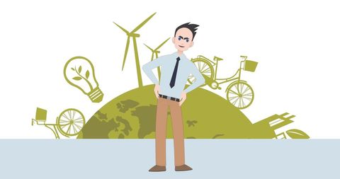 Caucasian Businessman Presenting Eco-Friendly Solutions Montage - Download Free Stock Images Pikwizard.com
