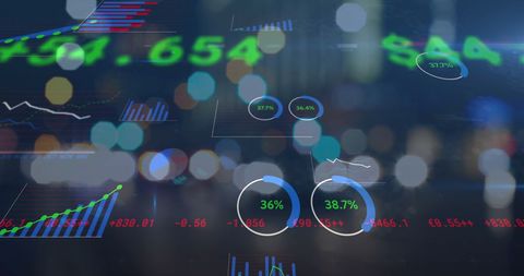 Digital Data Display with Financial Statistics Over Cityscape - Download Free Stock Images Pikwizard.com