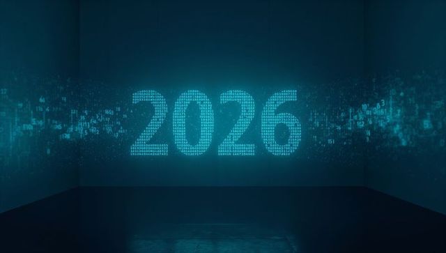 2026 Holographic Digits Projecting Teal Data Stream in Dark Gallery Space