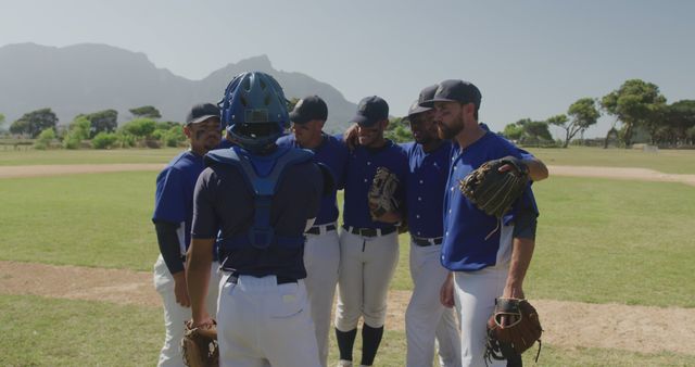 Baseball Players Engaging in Pre-Game Team Huddle - Download Free Stock Images Pikwizard.com