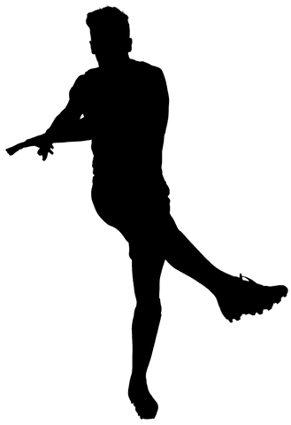 Dynamic footballer silhouette on transparent background