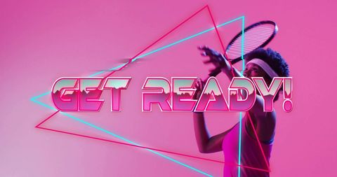 Dynamic Neon-Styled Female Tennis Player in Action - Download Free Stock Images Pikwizard.com