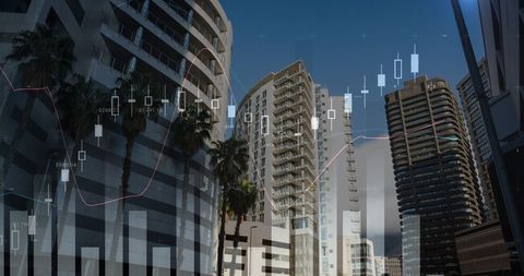 Financial Stock Graph Overlay on Modern City Buildings - Download Free Stock Images Pikwizard.com