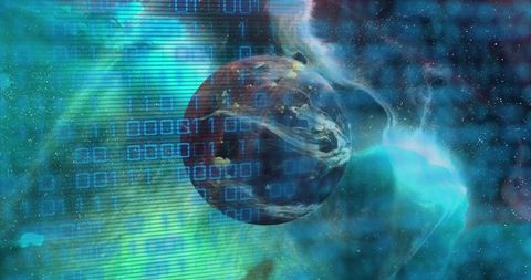 Planet Entwined with Binary Code in Digital Cosmos - Download Free Stock Images Pikwizard.com
