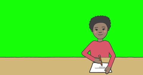 Schoolgirl Writing at Desk with Green Screen Background - Download Free Stock Images Pikwizard.com