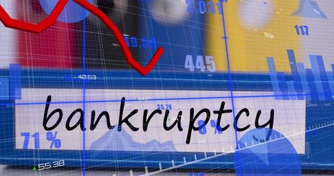 Financial crisis charts with bankruptcy concept