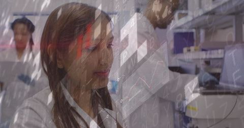 Scientist Analyzing Data Overlay in High-Tech Laboratory