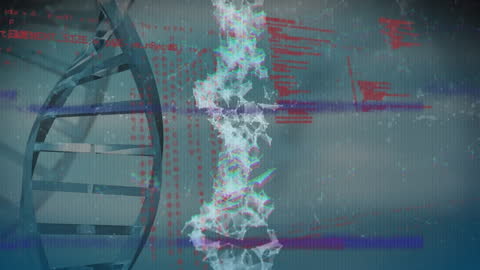 Digital DNA Strand and Data Interference Animation